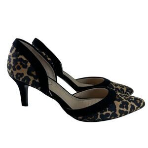 Leopard Print Kitten Heels Pointed Toe D’Orsay Pumps Y2K Chic Women’s Size 8